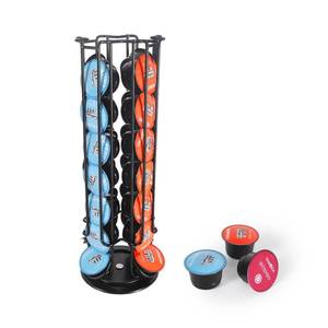 lot 26117 image: SYSYLY Coffee Pod Holder Carousel Compatible For Starbucks Verismo,Lavazza Blue, CBTL,K-fee,Tchibo Cafissimo,Caffitaly systems,Coffee Pods Storage Organizer Stand Holds up to 28 Capsule Pods - Retail $20