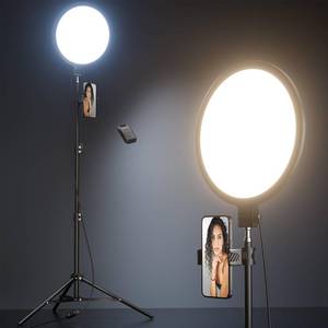 Weilisi 10.5" Ring Light with 69" Tripod Stand and Phone Holder Kit, Full-Screen Zoom Lighting for Video Recording, Makeup, Live Stream, Dimmable LED Selfie Ring Light Tripod for iPhone with Remote - Retail: $39