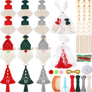 lot 26131 image: Suncalla 12 Set DIY Christmas Macrame Gnomes Santa Claus Kit DIY for Christmas Tree Decor Xmas Tree Hanging Ornament Kit Handmade Products for Beginners Adult Crafts Instructions Included - Retail $14