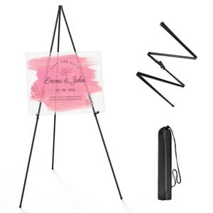 lot 26136 image: Thicken Display Easel Stand for Wedding - 63 Instant Tripod Collapsible Portable Sturdy Floor Easel - Easy Folding Adjustable Poster Metal Stand for Signs, Display Show, Artist, Art, Painting - Black - Retail $13