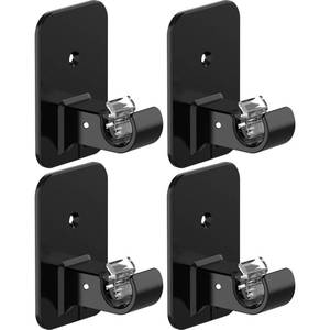 lot 26141 image: GXOACKJ No Drill Curtain Rod Brackets, 4 Pcs Renter Friendly 3M Self Adhesive Curtain Rod Holders(Hooks) No Drilling for 58 Poles, Nail Free, Black - Retail $10