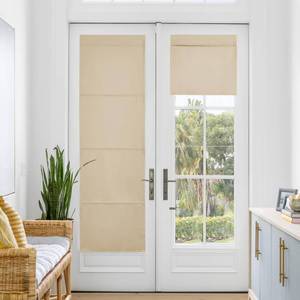 lot 26146 image: NICETOWN Blackout Door Blinds, No Drill No Tools Thermal Insulated Door Shade for French Window, Roman Roll Up Curtains for Light Control, Sidelight Curtains, 24 W x 72 L, 1 Panel, Biscotti Beige - Retail $26