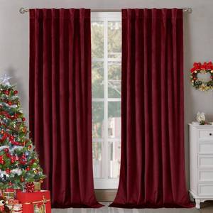 lot 26152 image: BGment Red Velvet Curtains 84 Inch for Bedroom, Thick Thermal Insulated Blackout Curtains Noise Reduce Back Tab and Rod Pocket Christmas Panels for Living Room, Set of 2 Panels, 52 x 84 Inch - Retail $34