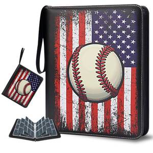 lot 30251 image: Baseball Card Binder 900 Pockets, HYMENEX Trading Card Binder 9 Pocket with 50 Removable Sleeves and Zipper for BaseballSportsGame Cards - Retail $22