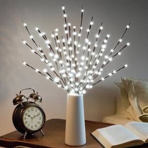 lot 30253 image: DK177 2 Pack Led Branch Light Battery Operated Lighted Branch Vase Filler Willow Tree Artificial Little Twig Power Brown 30 Inch 20 LED for Home Outdoor Indoor Romantic Decoration, White Light - Retail $10