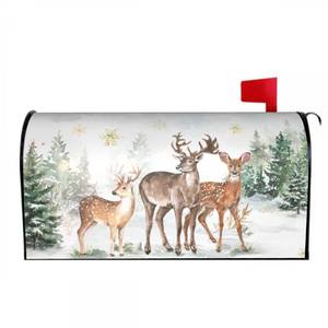 lot 30265 image: Winter Mailbox Cover 21 X 18 Deer Christmas Tree Magnetic Mailbox Wraps Standard Size Post Letter Box Cover for Outdoor Decoration Garden Decor - Retail $10