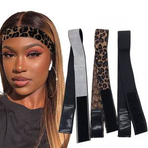 lot 30268 image: Atimiaza 3 Pcs Elastic Bands for Wigs - Lace Melting, Edge Wrap to Lay Edges (Silver, Leopard, Black Pack) - Retail $5