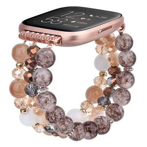 lot 30275 image: CAGOS Bracelet Compatible with Fitbit Versa 4 Bands3SenseSense 2 for Women, Handmade Beaded Elastic Replacement Wristband for Versa 21Lite WatchSpecial Edition Watch (Amber Brown, Versa 12Versa LiteSpecial Edition) - Retail $17