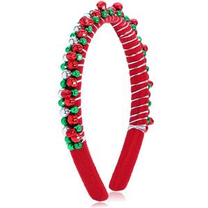 lot 30276 image: yfstyle Christmas Bell Headband Christmas Headbands Outfits for Women Red Green Beads Jingle Bells Hair Accessories New Year Gifts Red - Retail $9