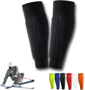 lot 30278 image: Soccer Shin Guards Shin Pads for Kids Youth Adult, Ski Shin Guards Calf Compression Sleeve with Honeycomb Pads, Lightweight Calf Protective Gear for Football Soccer (Black, Medium) - Retail $13