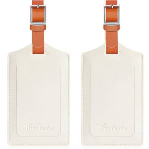 lot 30289 image: Travelambo Luggage Tags for Suitcases Faux Leather Privacy Protection 2 Pack Bag Tags Travel Accessories Essential, Cross White - Retail $7