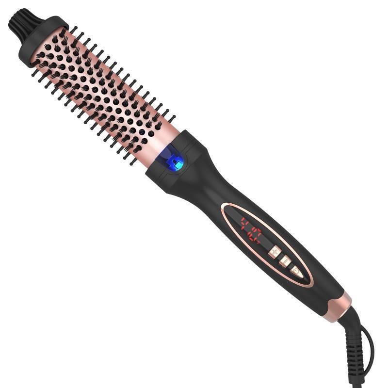 lot 24403 image: Curling Iron Thermal Brush Dual Voltage Travel-Friendly with Digital Display Temperature Ceramic Tourmaline Ionic Quick Heating Suitable for Man and Women Short and Long Hair (1.25 inch) - Retail $20