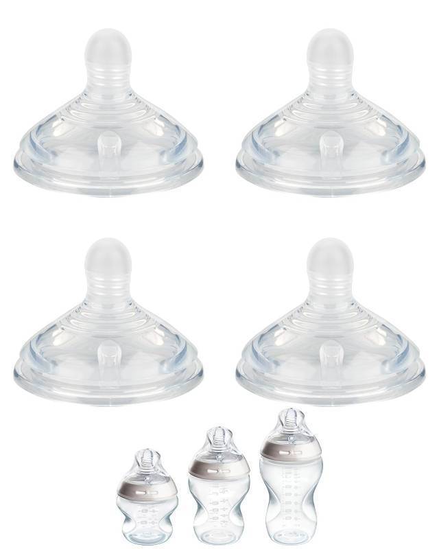 lot 29869 image: Silicone Nipple (L) for Tommee Tippee Natural Start Anti-Colic Baby Bottles, Fast Flow, 6m, 4 Count - Retail $9