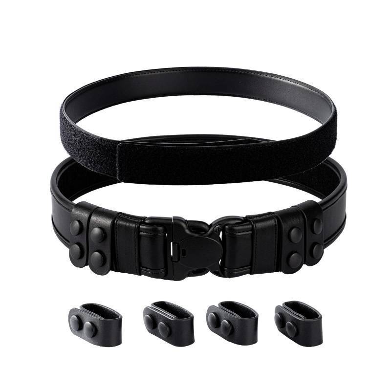 lot 51648 image: TACNEX 2 Duty Belt wHook Lining 4 Keepers 1.5 Reversible Inner Belt for Police Correctional Officer Security Plain Black M - Retail $46