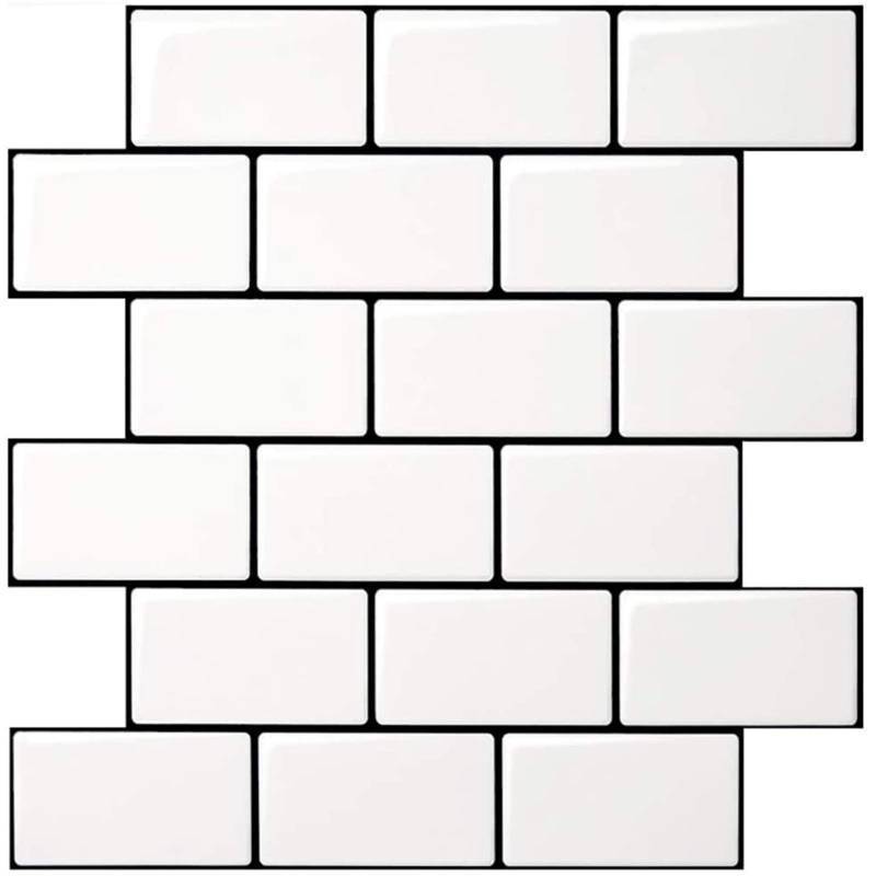 lot 24364 image: Art3d Peel and Stick Backsplash for Kitchen White Subway (10 Tiles, Thicker Design) - Retail $30