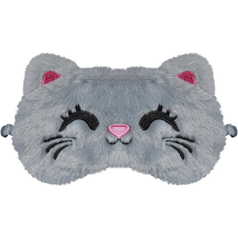lot 39826 image: FUNAUPGO Cute Cat Sleeping Mask Eye Mask Funny Animal Kitten Sleep Mask Soft Plush Blindfold Travel Eye Cover Eyeshade for Kids Adults Girls Boys Women Men (Cat, Gray) - Retail $8