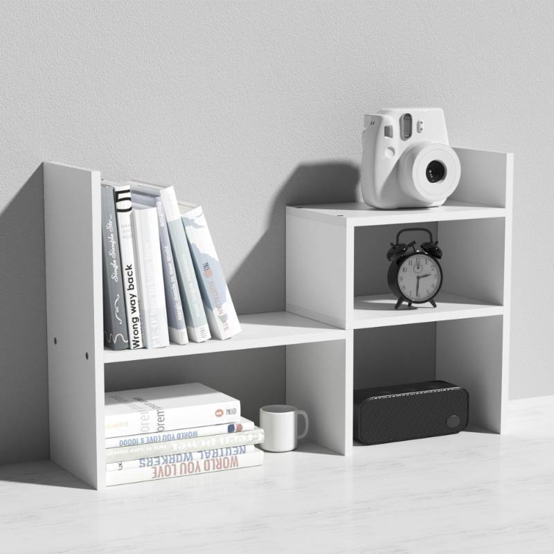 lot 48632 image: MASAKA B&W - Kawaii Storage Desktop Organizer for Your Desk Space, Double H Plants Display Shelf, Home Office Storage Rack Adjustable Stackable for Office, Dormitory (White02) - Retail $25