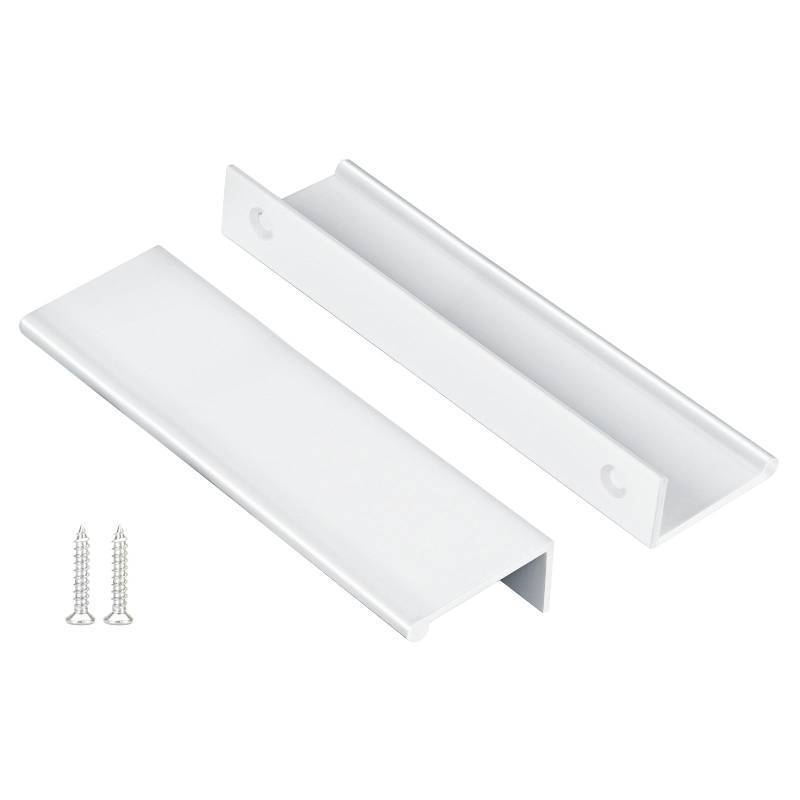 lot 48659 image: Peaha 10 Pack Kitchen Cabinet Handles 5 inch White Pulls for Dresser Drawers Door Edge Finger Pull Hardware - Retail $36