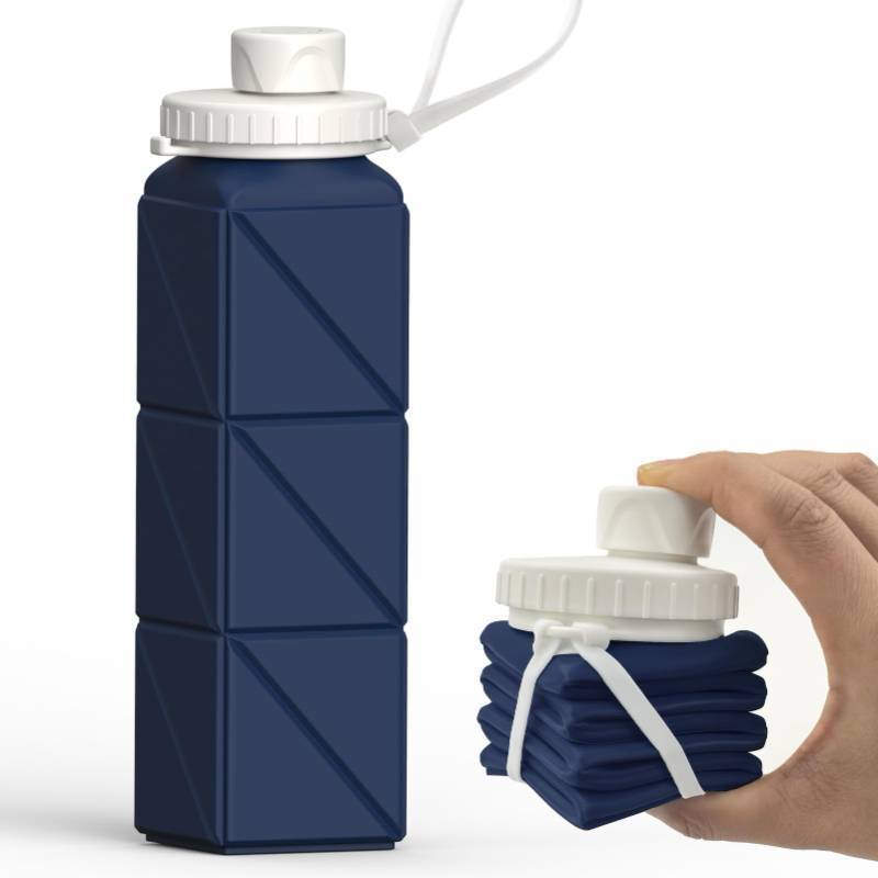 lot 48683 image: BEAUTAIL Collapsible Water Bottles 20.6oz, Silicone Foldable Portable Travel Water Bottle, BPA-Free, Leakproof Reusable for Traveling Camping Hiking Cycling Yoga Sports Outdoor, 1 Pack (Dark Blue) - Retail $6