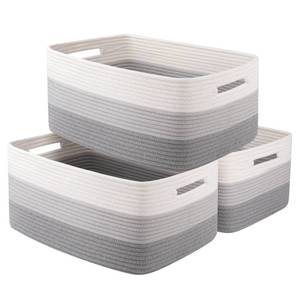 lot 26181 image: OIASKET Large Storage Basket for Organizing, Woven Rope Basket for Shelves, Closet Organizer Bins for Clothes, Blanket, Toys, Baby Nursery Storage, 17.7 x 13 x 7.87, 3 Packs Gradient Grey - Retail $38