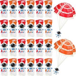 lot 26184 image: Jerify 48 Sets Mini Astronaut Paratroopers with Parachutes Flying Toy Space Party Favors Astronaut Goodie Bag Stuffers Need Assembly Required Flying Gifts for Boys Outdoor - Retail $18