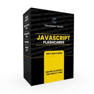 lot 26207 image: Javascript Flashcards 130-Cards  Learn Javascript Concepts & Syntax  11 Sections for Beginners & Advanced Coders - Retail $28