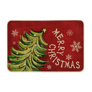 lot 26218 image: Artoid Mode Xmas Tree Merry Christmas Doormat, Snowflake Winter Home Decor Low-Profile Switch Rug Door Mat Floor Mat for Indoor Outdoor 24x35 Inch - Retail $23