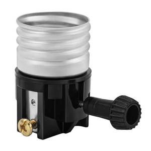 lot 30296 image: DiCUNO Lamp Socket Replacement, E26 Light Socket with ONOff Switch Knob, UL Listed, Repair Parts for Table Lamp, DIY Projects, E26 Medium Base, Black, 1-Pack - Retail $6