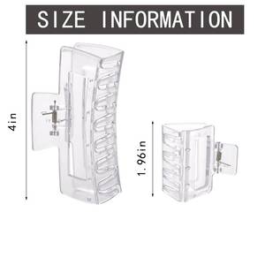 lot 30311 image: 6 Pack Clear Square Claw Clips, Big and Small Neutral Rectangle Hair Claw Clips, Non-slip Matte Large Hair Clips for Women,Strong Hold jaw clip for Thick Thin Hair - Retail $8