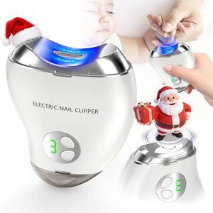 lot 30330 image: Automatic Electric Nail Clipper, 2 in 1 Baby Nail Trimmer with LED Light & Storage Box, Rechargeable Portable Fingernail Cutter with 3 Speed Gears, Safe Nail File for Baby, Kids, Adults, Seniors - Retail $20