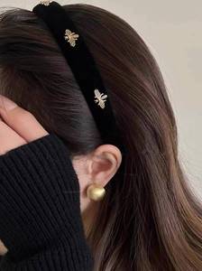 lot 30340 image: TERSE Black Velvet Headband - Cute Vintage Designer Hair Accessory for Womens Holiday Fashion - Retail $10