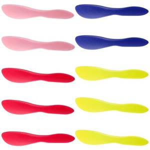 lot 30348 image: Perthlin 10 Pieces Plastic Butter Spreader Multi Purpose Butter Knife Spreader Versatile Knife Frosting Knives for Soft Cheese Cream Icing, 7 x 1.4 Inch(Red, Green, Blue, Pink) - Retail $7