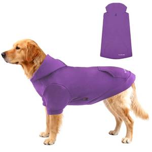 lot 30349 image: Kickred Basic Dog Hoodie Sweatshirts, Pet Clothes Hoodies Sweater with Hat and Leash Hole, Soft Cotton Outfit Coat for Large Medium Small Dogs, Purple (Large)