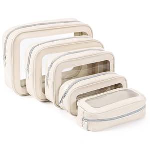 lot 40212 image: YOPCDJ 5PCS Diaper Bag Organizer Pouch Set, TSA Approved Toiletry Bag Clear Waterproof TPU Makeup Bag Set Travel Organizer Bags for Women and Kids Valentines Day Gifts - Retail $24