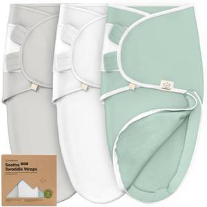 lot 40219 image: Baby Swaddle Sleep Sacks with Zipper - 3-Pack Swaddles for Newborns 3-6 Months, Infant, Baby Girls, Boys, Soft & Durable Newborn Sleep Sack, Easy Diaper Change Swaddling Blanket (Sage, L) - Retail $27