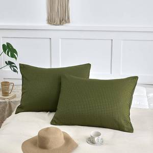 lot 40244 image: TSUTOMI Soft Waffle Weave Euro Shams Pillow Covers 20 x 36 2 Pack, No Insert, Breathable Skin-Friendly Euro Throw Pillow Covers for Bed Couch Sofa, Green