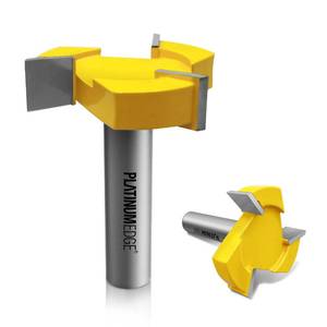 lot 40252 image: PLATINUMEDGE CNC Spoilboard Surfacing Router Bit, Slab Flattening Route Bit, 12 inch Shank 2 inch Cutting Diameter, 3 Carbide Cutting Wings, Router Bit for Planing Wood - Retail $11