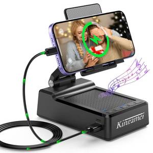 lot 40262 image: Birthday Gifts for Him,Cell Phone Stand with Wireless multifunctional Bluetooth Speaker and Anti-Slip Base HD Surround Sound Perfect for Home and Outdoors,Unique Valentines Day Gifts for Him - Retail $40