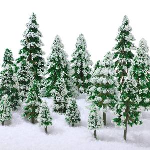 lot 40267 image: Skylety 35 Pieces Model Trees 1.2-6.3 Inch Mixed Miniature Trees Diorama Supplies Fake Plants Train Scenery Landscape Christmas Village Architecture DIY Crafts(Green,Snowy Cedar) - Retail $20