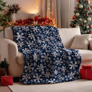 lot 40269 image: Horaldaily Christmas Flannel Blanket Throw, Navy Snowflake Soft Fuzzy Plush Cozy Fleece Blankets for Couch Sofa Bed Lounging, Ideal Gifts for Kids Adults Wife Self, 50x60 - Retail $15