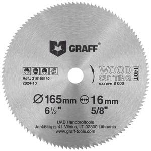 lot 40286 image: 6-12 Inch Carbon Steel Circular Saw Blade for Wood, Plywood, Laminate, Drywall, Plastic 140T Wood Cutting Disc with 58 Inch Arbor from GRAFF - Retail $13