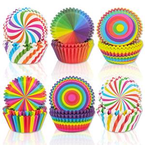 lot 40291 image: ZCCLINN Jumbo Cupcake Muffin Liners - 300 Count Rainbow Large Baking Cup Cake Liners Paper, Jumbo Size Colorful Cupcake Liner Candy Wrappers Cookies Wrap for Bakeware Birthday Wedding Party - Retail $12