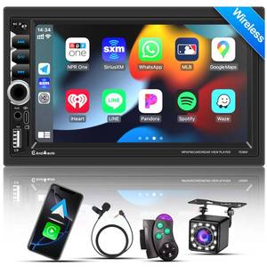 lot 49080 image: Wireless Apple CarPlay Double Din,7 Car Bluetooth 5.2,FM Car Radio,IPS 1024600 Touch Screen Car Stereo,Backup Camera,Android Auto,DSP Subwoofer,USB,SWC,MIC,Car Audio Receiver,Car Play,178100mm,180W - Retail $56