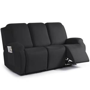 lot 49085 image: TAOCOCO Recliner Sofa Slipcover, 3 Pieces Polyester Fabric Stretch Sofa Covers for 3 Seat Reclining Couch, Soft Washable Furniture Protector with Pockets (3 Seat, Black) - Retail $59