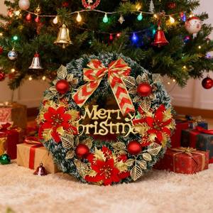lot 49091 image: Christmas Wreath Home Decorative 15 inch Wreaths for Front Door Xmas Decorations Thanksgiving Day Indoor Wall, Door and Window Decoration