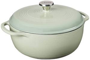 Lodge Essential Enamel Cast Iron Dutch Oven - Perfect for Bread Baking, Braising, Marinating & Slow Cooking - Features Moisture-Sealing Lid & Dual Handles - Kitchen Essentials - 6 Quarts - Desert Sage - Retail: $90