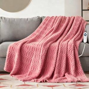 lot 49105 image: Eastsora Heated Blanket Flannel Throw Blanket, 5060 Electric Heating Blanket with ETL & FCC & 12 Heating Levels & Auto Shut Off Machine Washable Pink - Retail $24
