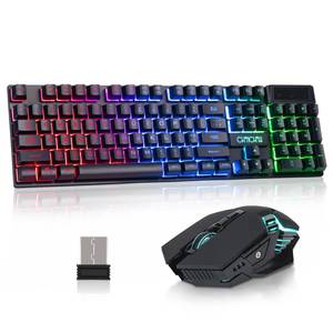 lot 49144 image: CHONCHOW USB Wireless Gaming Keyboard and Mouse Combo, LED Backlit Ergonomic Mechanical Feeling Keyboard, Rechargeable 2500mAh Battery, Anti-ghosting Keyboards 7D 3600DPI Mice for PC Gamer - Retail $31