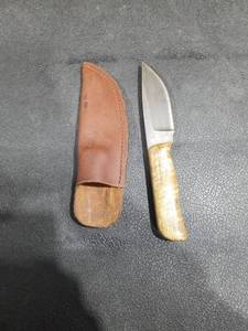 lot 3 image: Michael Phillips Fixed Blade Knife with Leather Sheath