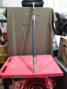 lot 3808 image: Medieval Style Two-Handed Sword with Ornate Cross Guard